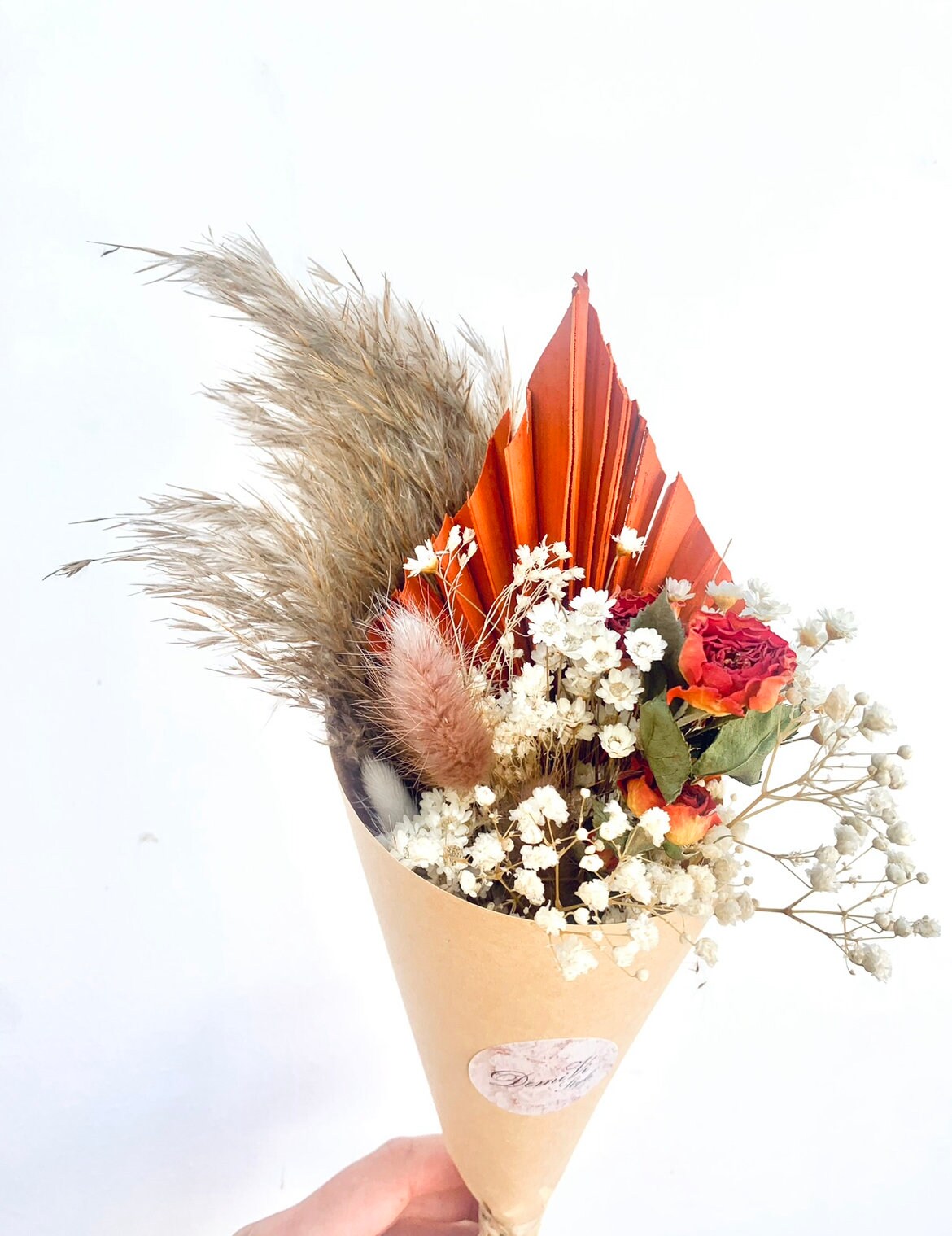 Dried Flower Arrangement Bouquet /Gift for Her / Everlasting Dried Flower Bouquet/Small dried flower bouquet with vase