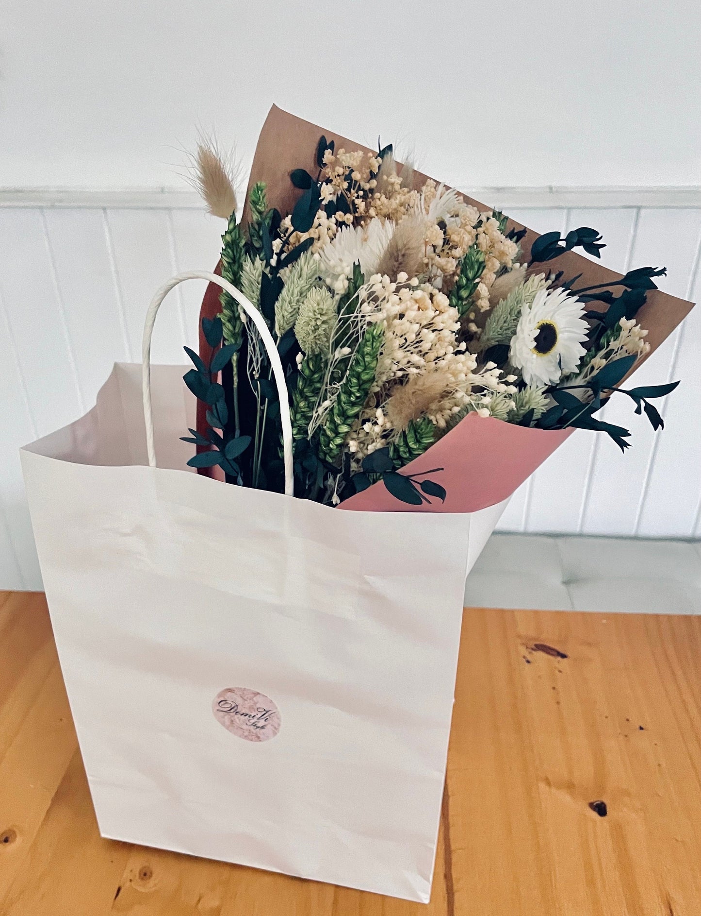 FLOWERS In A Bag/ Gypsophila Eucalyptus Bouquet / Dried Flowers/ Dried Flower Bouquet/ Gifts For Her / Dried flower arrangement