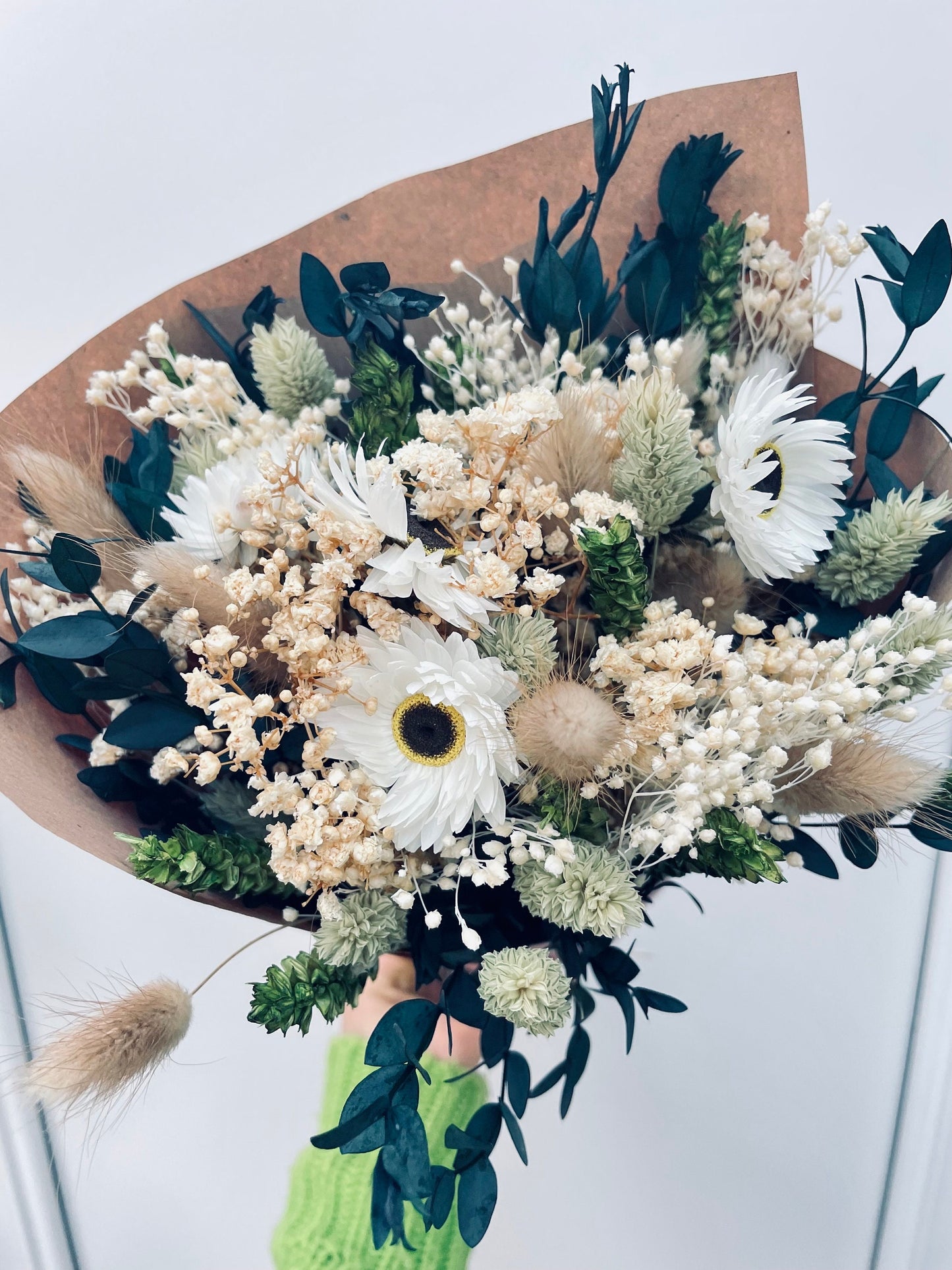FLOWERS In A Bag/ Gypsophila Eucalyptus Bouquet / Dried Flowers/ Dried Flower Bouquet/ Gifts For Her / Dried flower arrangement