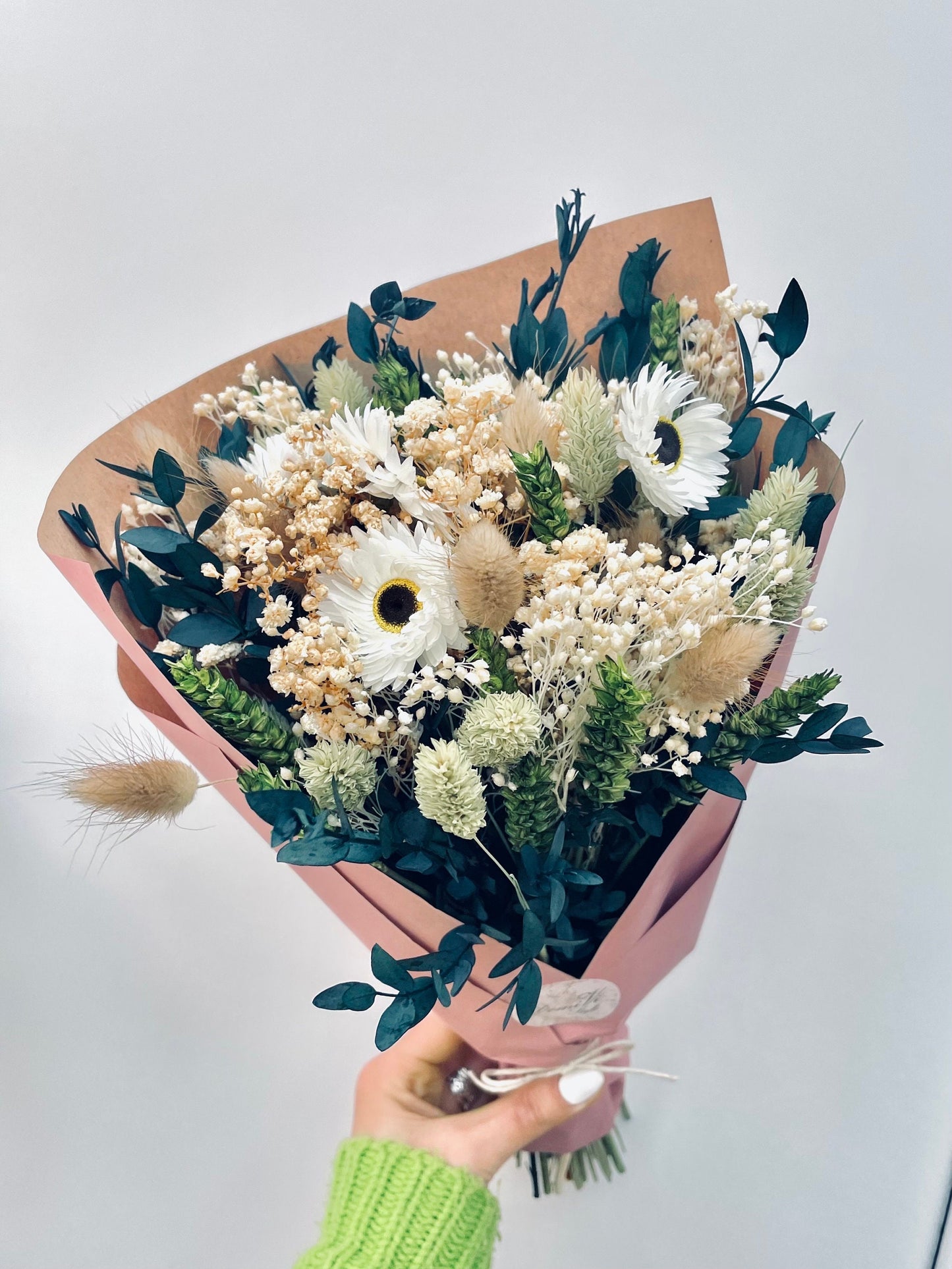 FLOWERS In A Bag/ Gypsophila Eucalyptus Bouquet / Dried Flowers/ Dried Flower Bouquet/ Gifts For Her / Dried flower arrangement