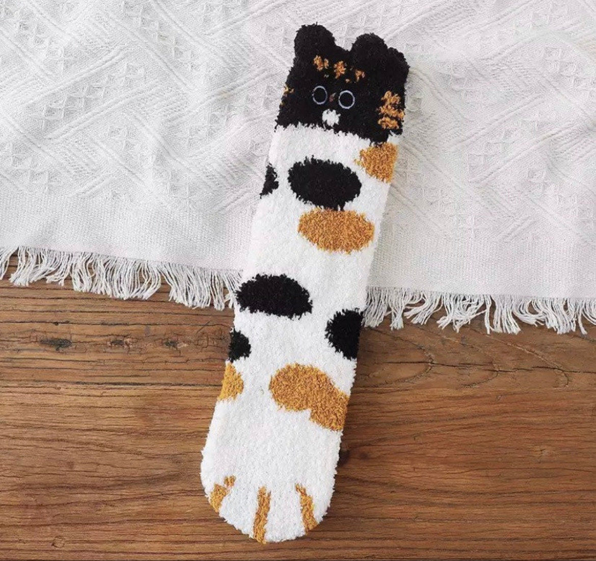 Winter cat socks / warm fleece women cat owner gift / letterbox gift / gift for her / Christmas filler gift / friend gift / secret santa