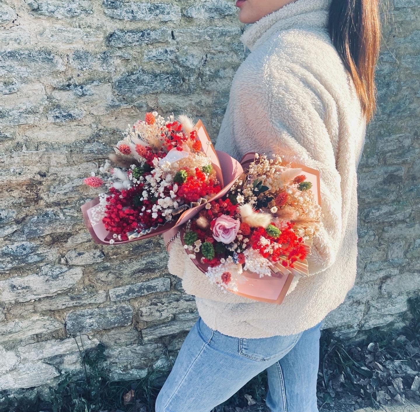 Valentine Day Flowers / Valentine Bouquet / Dried Flowers/ Red Dried Flower Bouquet/ Gifts For Her / Dried flower arrangement