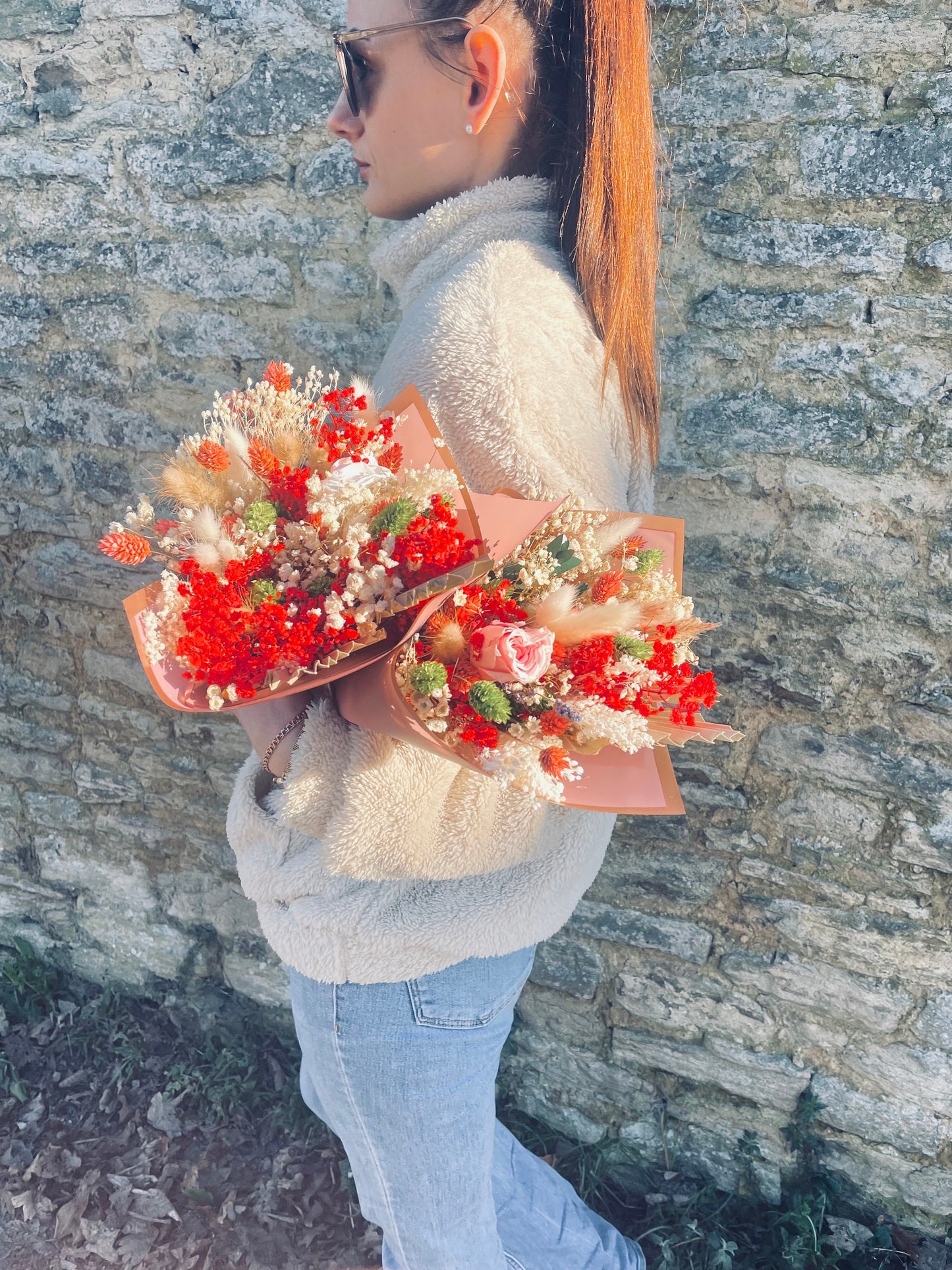 Valentine Day Flowers / Valentine Bouquet / Dried Flowers/ Red Dried Flower Bouquet/ Gifts For Her / Dried flower arrangement