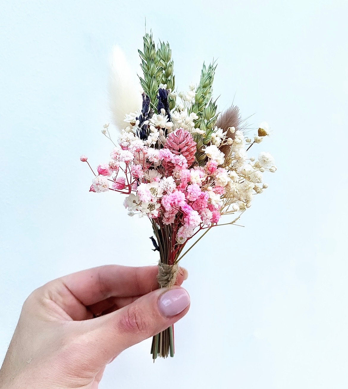 Pink Gypsophila Wheat Bridal Bouquet Wedding /Dried Flower Bouquet/ Gifts For Her / Dried flower arrangement/ Buttonholes