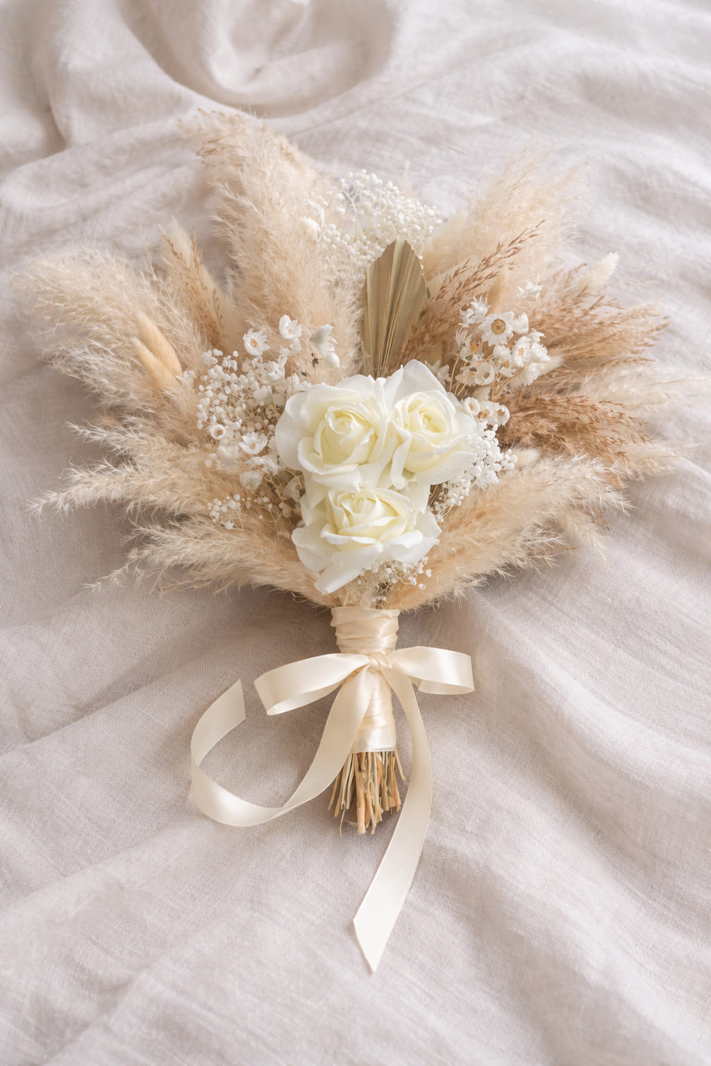 Pampas Wedding Bouquet Bridal Boho Wedding Bouquet Dried Flowers Rustic Rose Bridal Bouquet