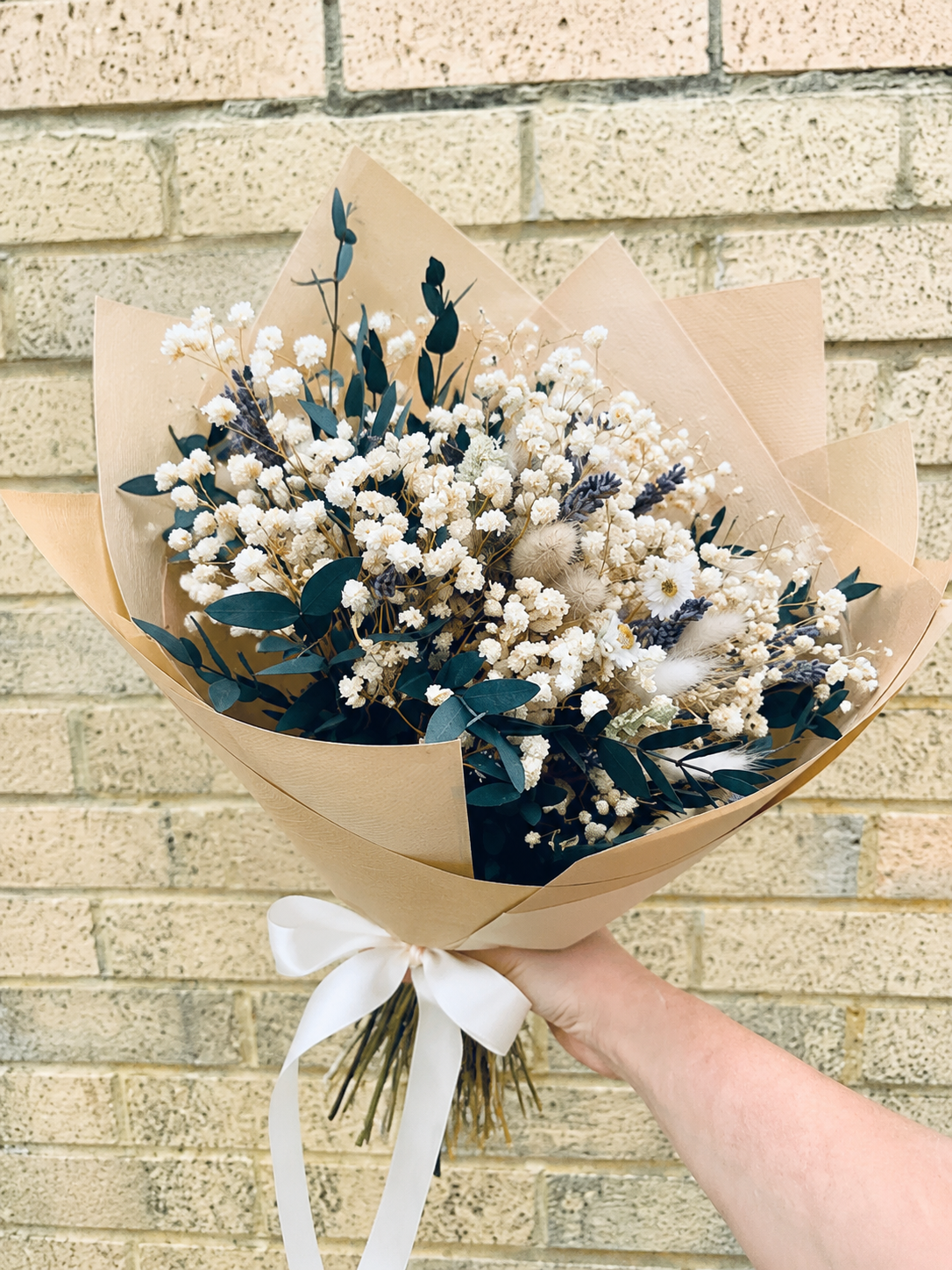 Gypsophila Eucalyptus Bouquet NATURAL GRACE – Gypsophila Wedding Flowers, Bridesmaid Bouquet, Boho Dried Flower Arrangement (Copy)