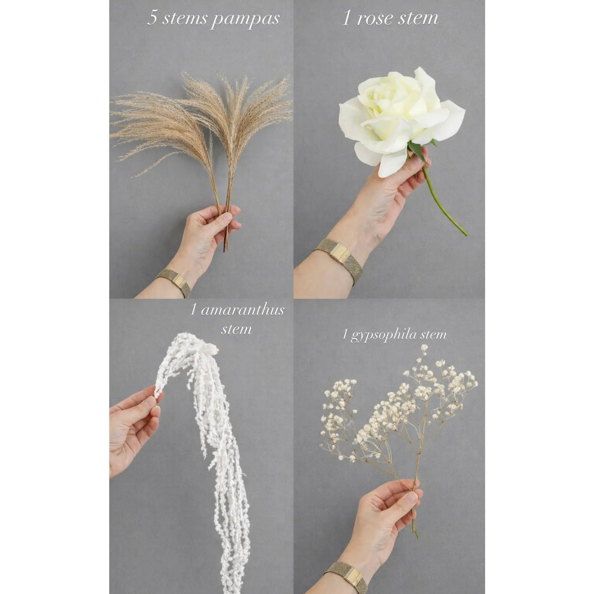 Boho Dried Flower Mix: Pampas, Ruscus, Bunny Tails, Palm Spear