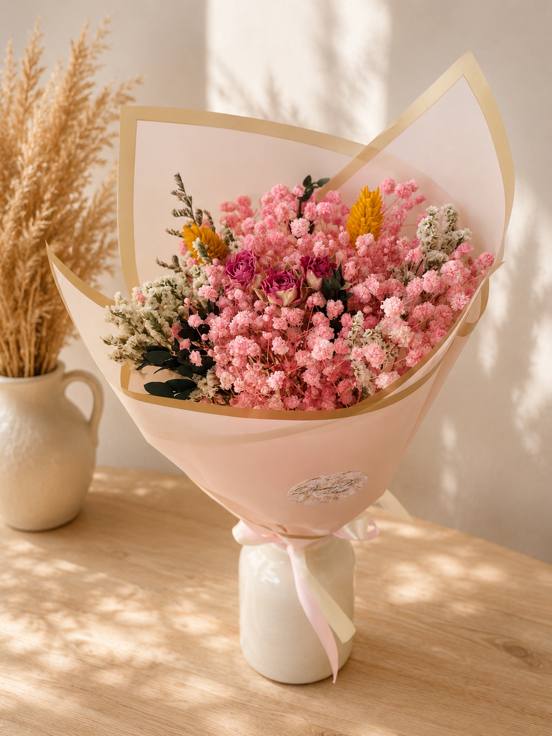🌸 Blush Bloom – Pink Dried Flower Bouquet