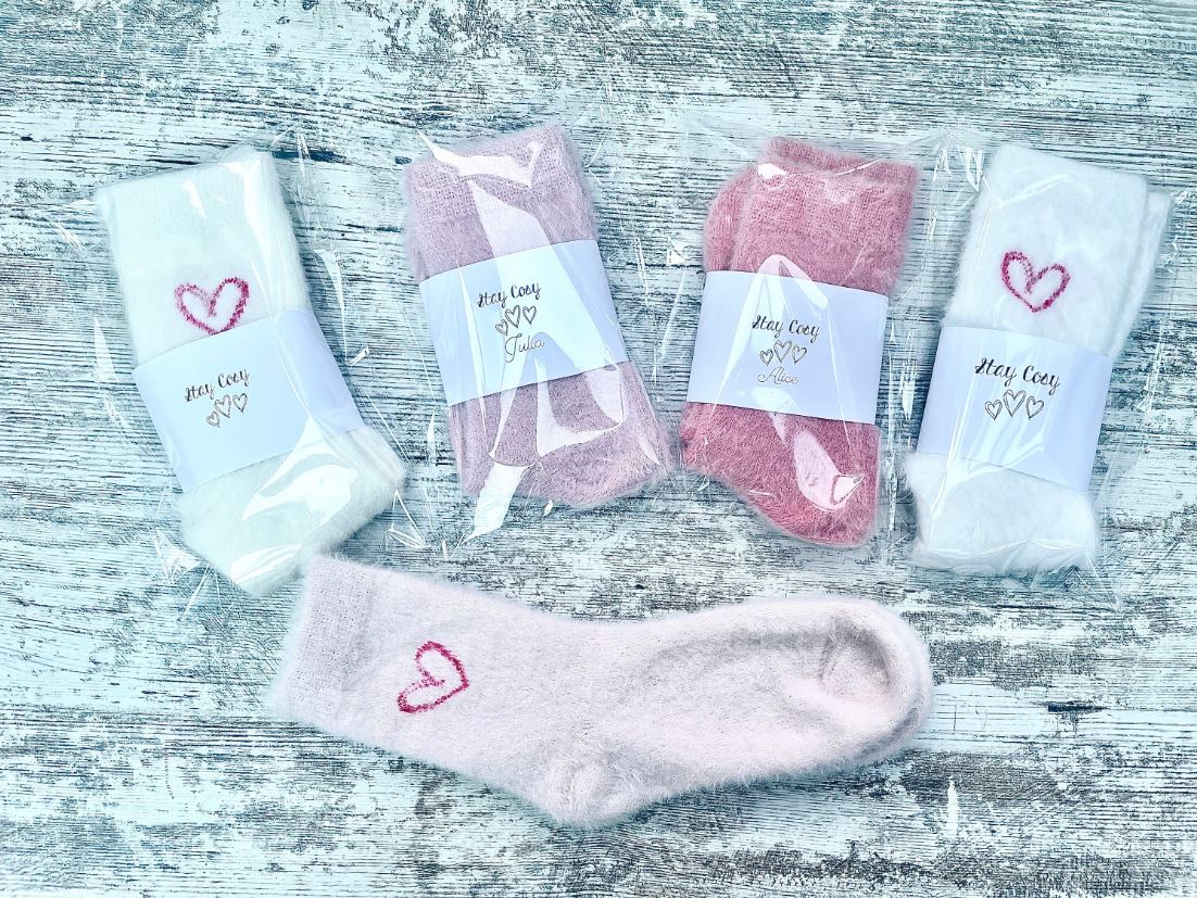 PERSONALISED Cozy socks Warm winter socks Fluffy sock gifts stocking fillers warm socks Christmas gift Fuzzy socks festive sleeping socks