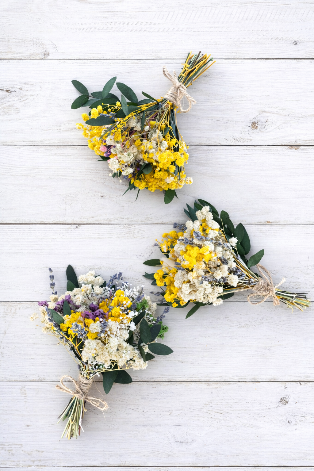 Bridesmaid Proposal Gift – Mini Dried Flower Bouquet, Yellow & White Wildflower Posy, Rustic Boho Wedding Favor