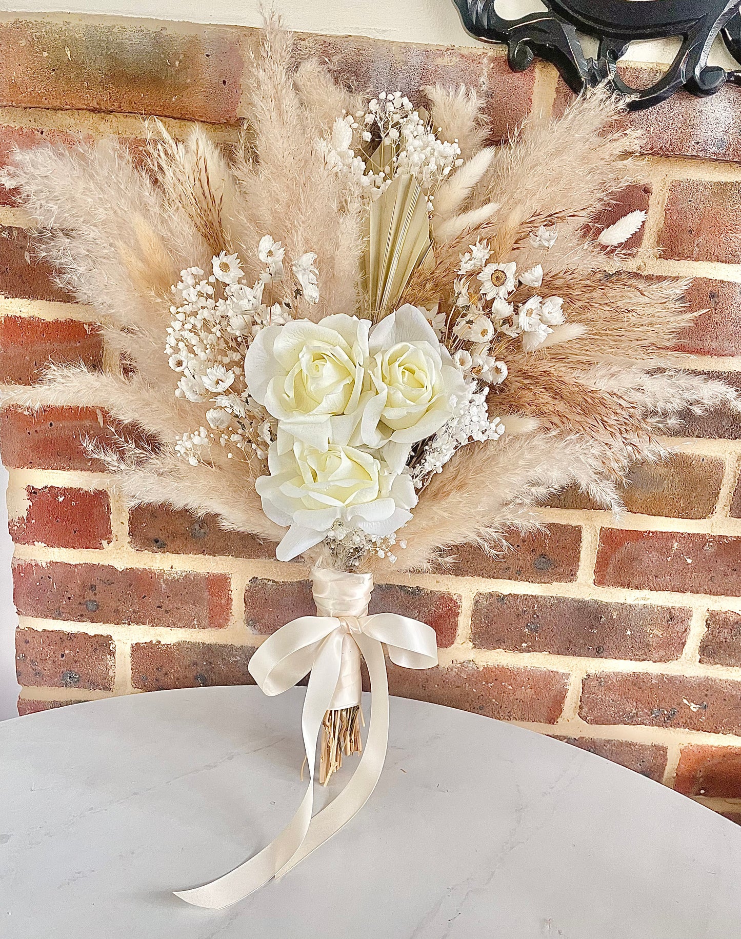 Pampas Wedding Bouquet Bridal Boho Wedding Bouquet Dried Flowers Rustic Rose Bridal Bouquet