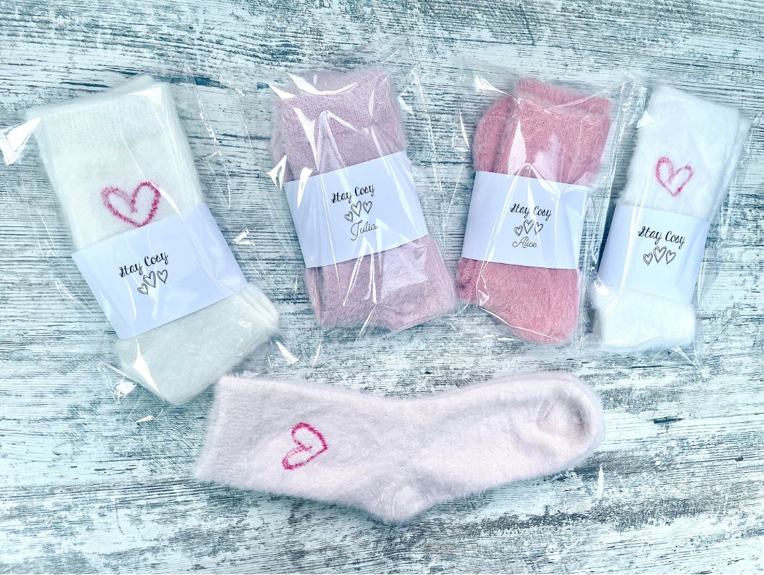 PERSONALISED Cozy socks Warm winter socks Fluffy sock gifts stocking fillers warm socks Christmas gift Fuzzy socks festive sleeping socks