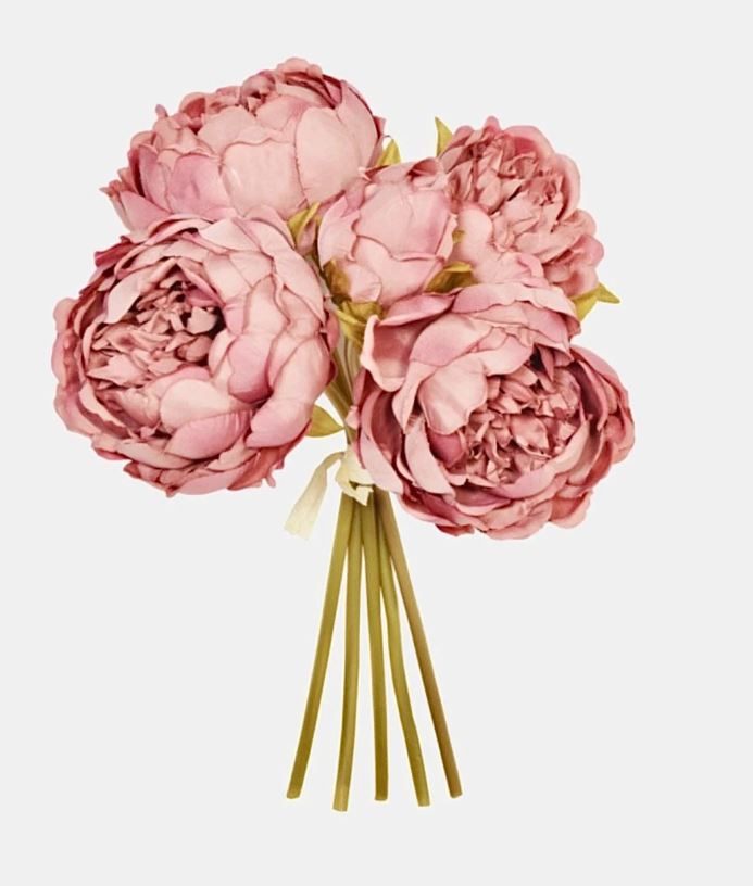 Faux Silk Peony Posy 5 Stems Coral Peonies White Peonies Antique Pink Peony Faux Flowers Wedding Flowers Table Decoration Bridal Bouquet