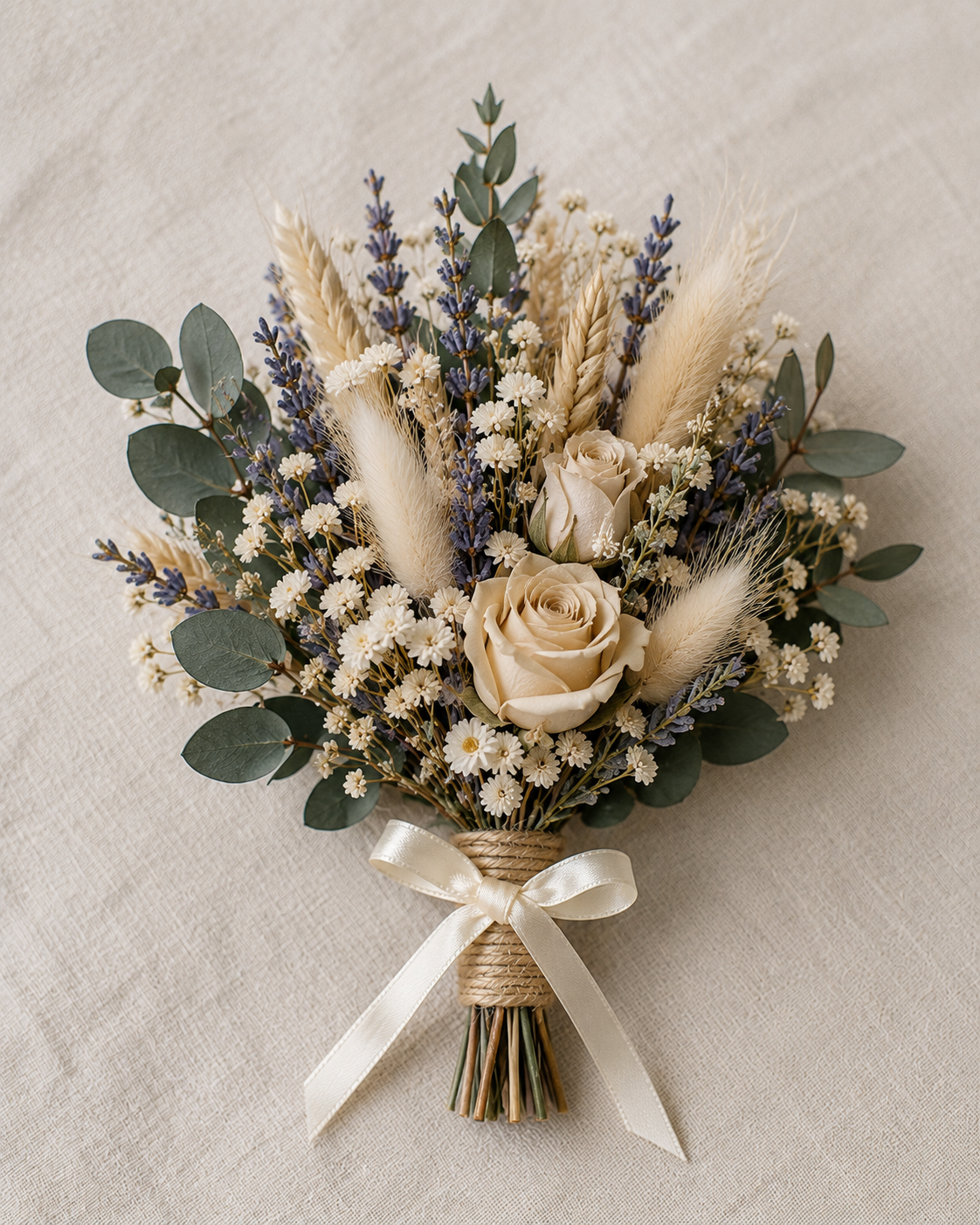 Neutral Dried Flower Bouquet | Boho Wedding Centerpiece | Preserved Floral Arrangement