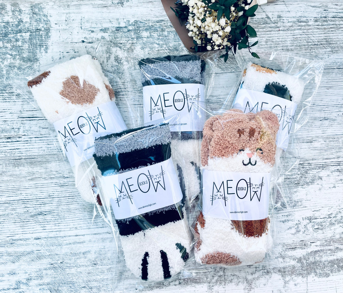 Winter cat socks / warm fleece women cat owner gift / letterbox gift / gift for her / Christmas filler gift / friend gift / secret santa