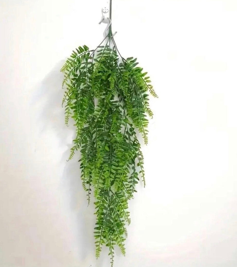Faux Hanging Fern Plant • Realistic Artificial Greenery for Shelf & Wall Decor • Boho Indoor Home Decor