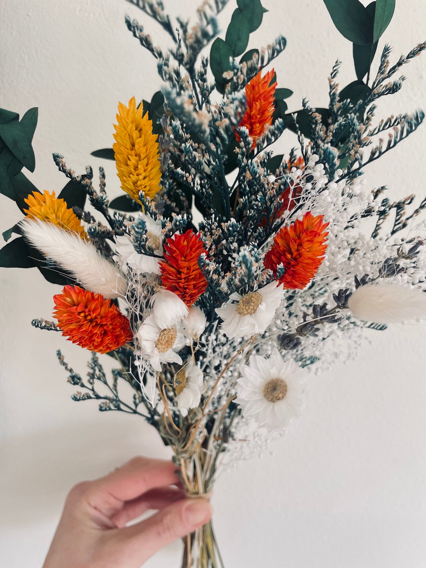 Dried Flower Gift Bouquet Wrapped Ready to Send Handmade Rustic Boho Dried Flowers for Home Decor Cafe Hotel Gift “Ember”