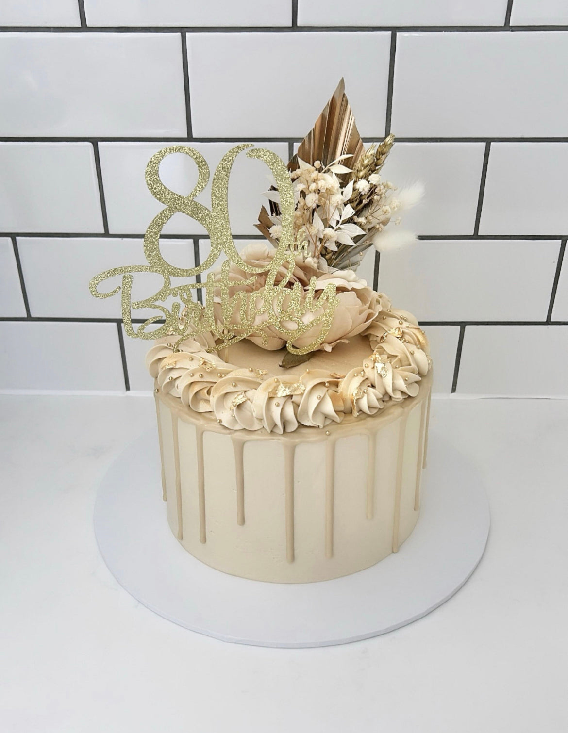 Cream Latte Gold  Palm Spear Dried Flowers Bouquet Cake Topper / dry flower cake topper/ small palm spear cake topper /