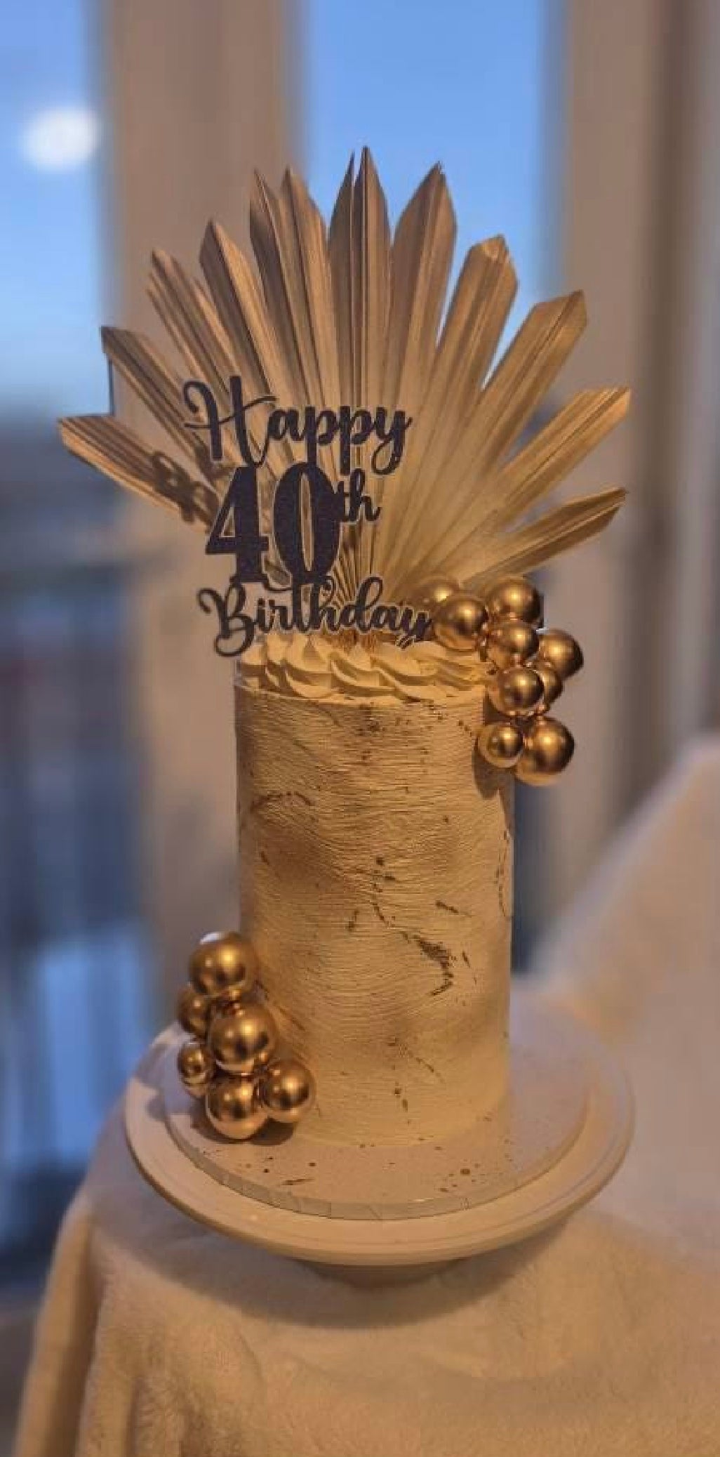 White and gold sun palm leaf / palm leaves/ palm spears / cake topper / palm cake topper