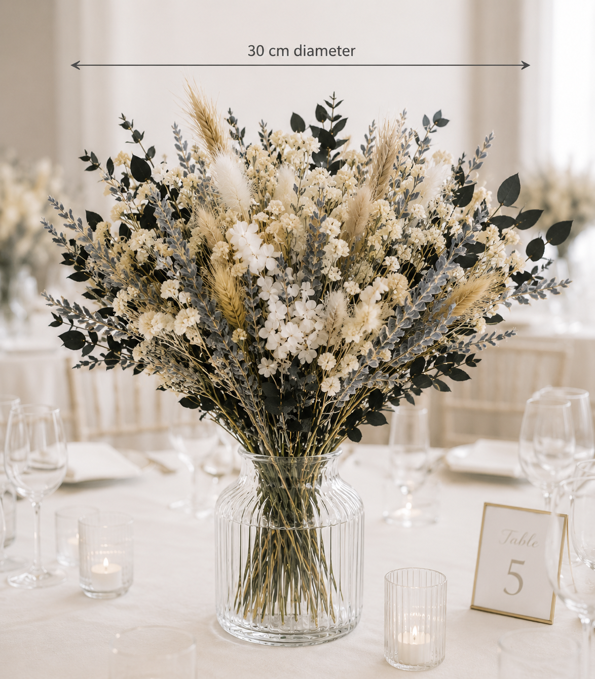 Neutral Dried Flower Bouquet | Boho Wedding Centerpiece | Preserved Floral Arrangement