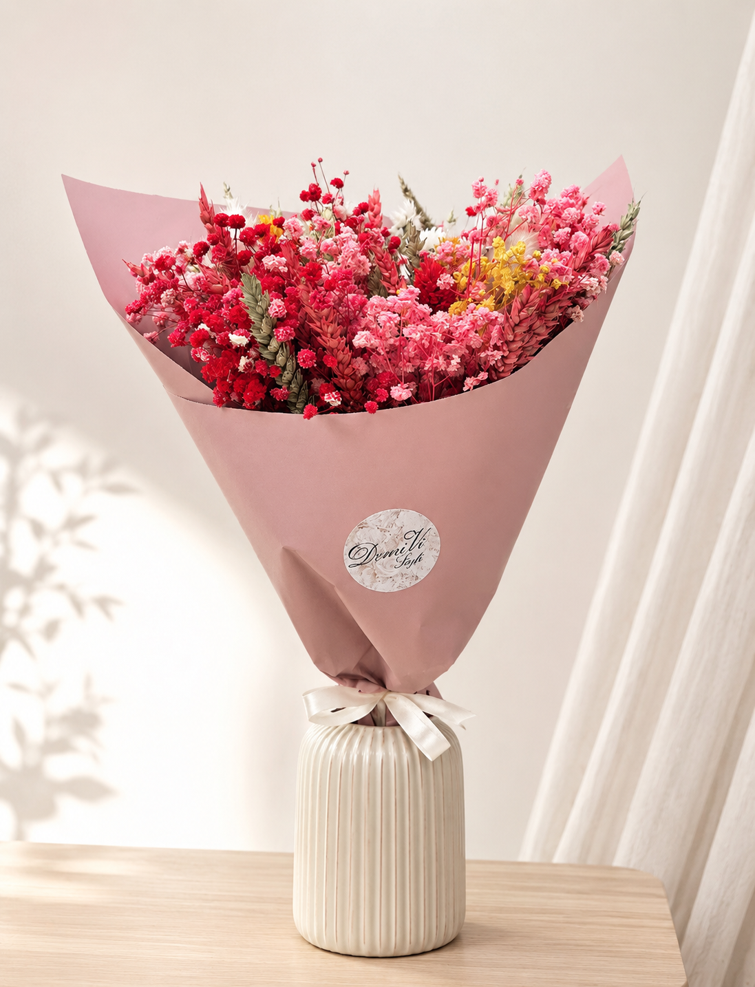 Spring Pink Scented Preserved Flower Bouquet