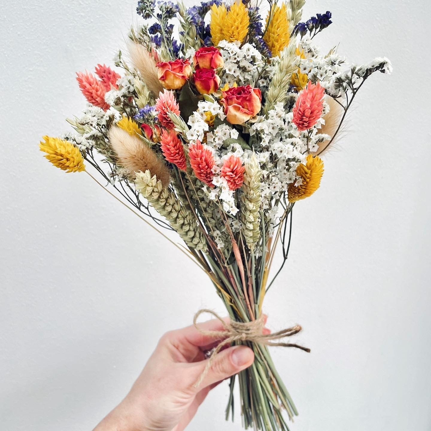 Burnt Orange blue Bridal Bouquet Wedding /Dried Flower Bouquet/ Gifts For Her / Dried flower arrangement/ Buttonholes