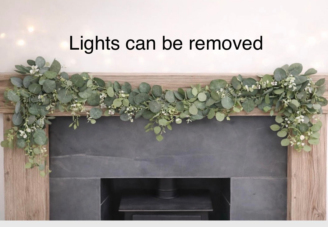 Eucalyptus Garland with Lights, Wedding Table Centerpiece, Greenery Decor For Home