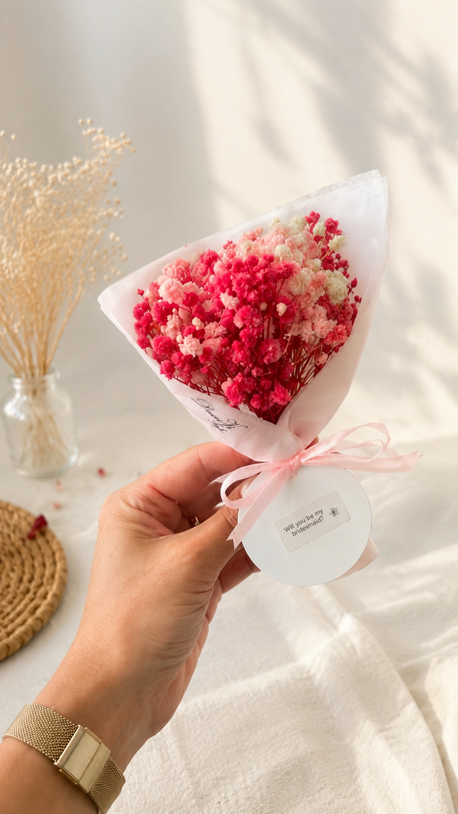 Dried Flower Mini Bouquet Mini Posy Colourful Bridesmaid Proposal Gift For Her Letterbox Flowers