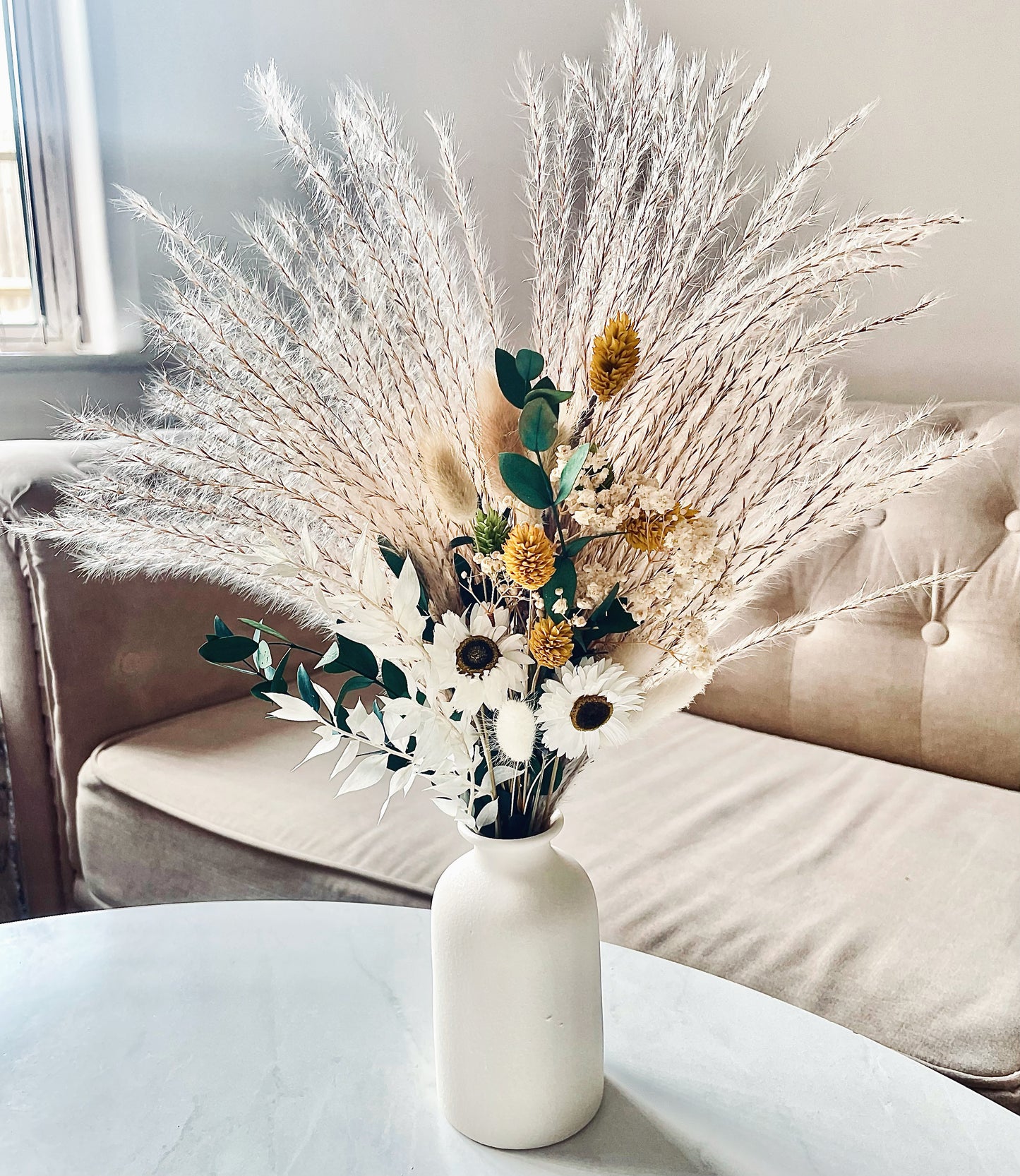 Pampas Arrangement with nordic vase/ pampass grass arrangement / dried flower arrangement/ gift for her,  boho decor, wedding flowers / mixed pampas grass