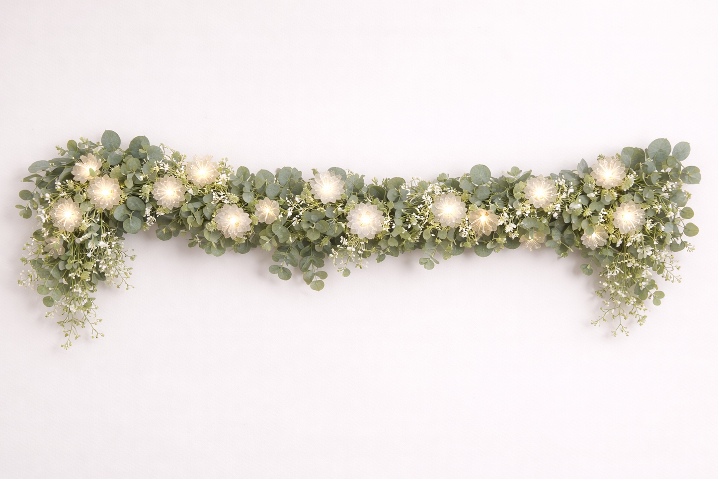 Eucalyptus Garland with Lights, Wedding Table Centerpiece, Greenery Decor For Home