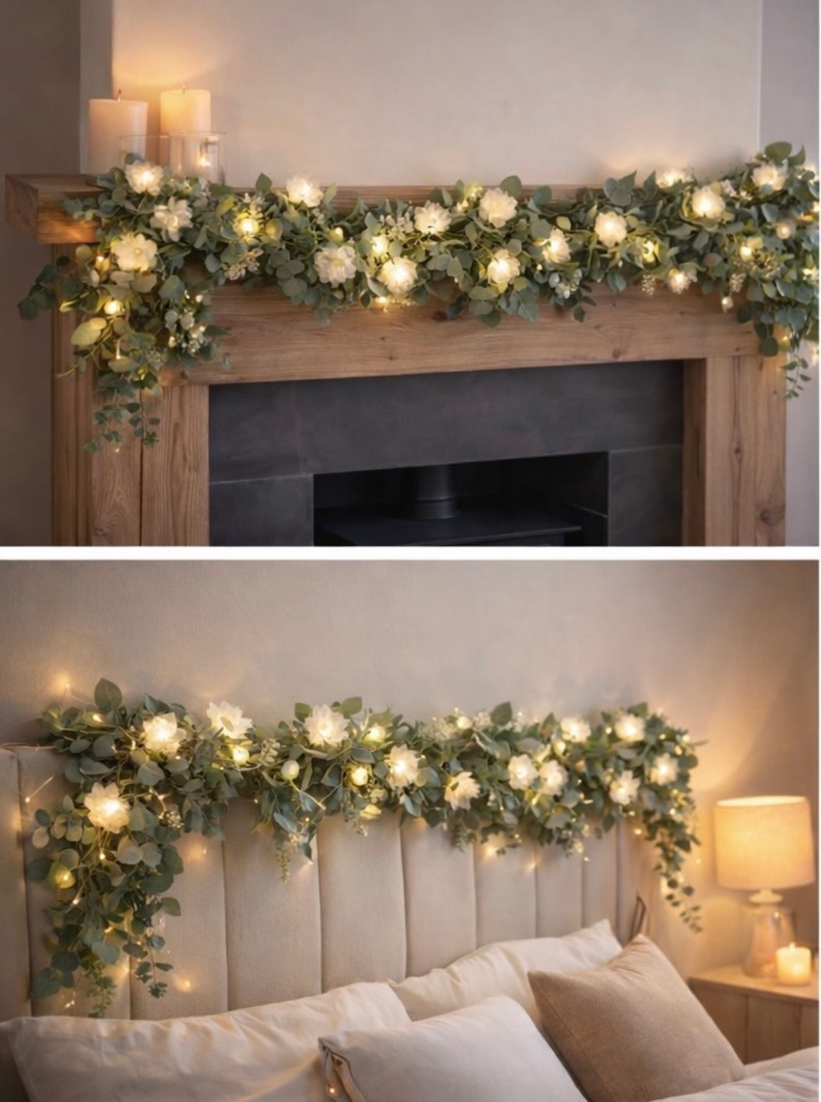 Eucalyptus Garland with Lights, Wedding Table Centerpiece, Greenery Decor For Home