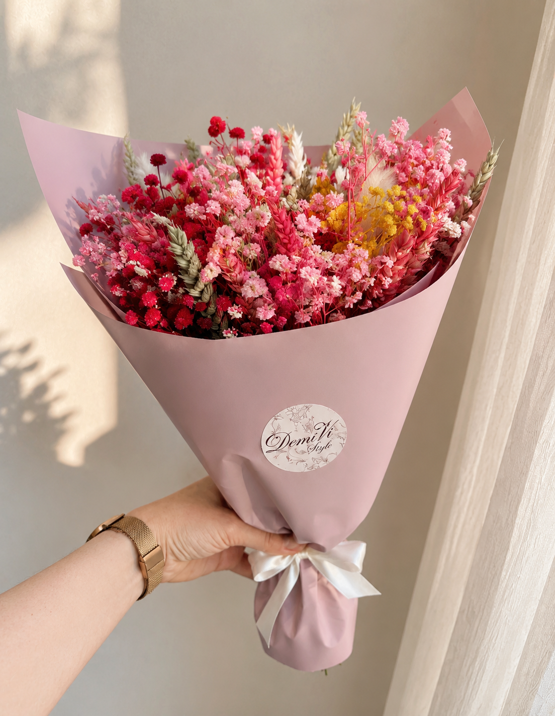 Spring Pink Scented Preserved Flower Bouquet