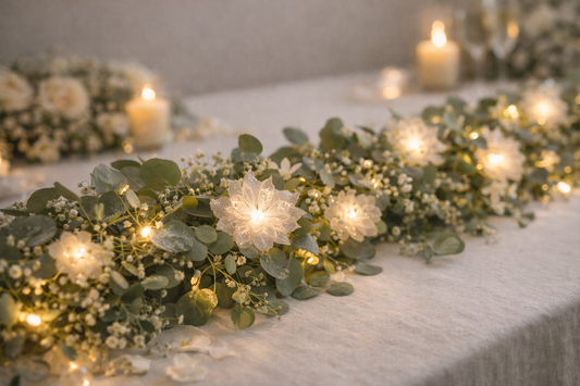 Eucalyptus Garland with Lights, Wedding Table Centerpiece, Greenery Decor For Home