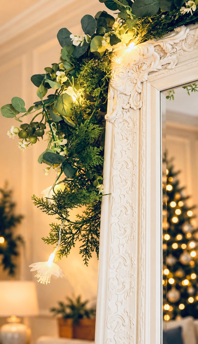 Christmas Eucalyptus Garland with Warm White LED Lights – 160cm