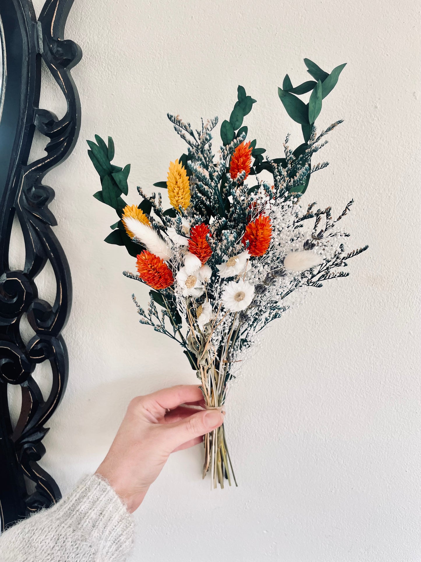 Dried Flower Gift Bouquet Wrapped Ready to Send Handmade Rustic Boho Dried Flowers for Home Decor Cafe Hotel Gift “Ember”