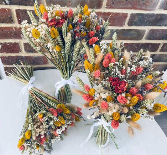 Burnt Orange blue Bridal Bouquet Wedding /Dried Flower Bouquet/ Gifts For Her / Dried flower arrangement/ Buttonholes