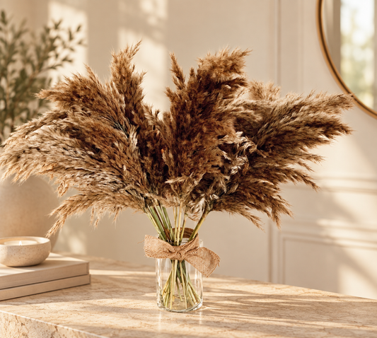 Brown Pampas Grass – Fluffy Dried Pampas Stems for Home Decor & Weddings