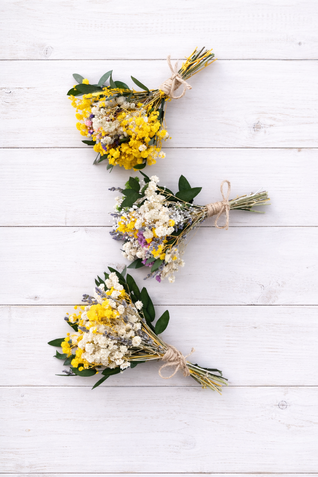 Bridesmaid Proposal Gift – Mini Dried Flower Bouquet, Yellow & White Wildflower Posy, Rustic Boho Wedding Favor