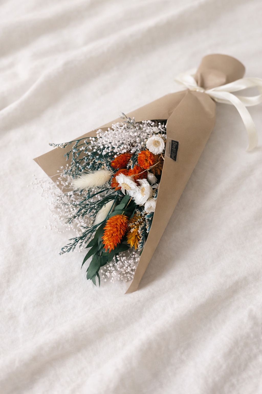 Dried Flower Gift Bouquet Wrapped Ready to Send Handmade Rustic Boho Dried Flowers for Home Decor Cafe Hotel Gift “Ember”