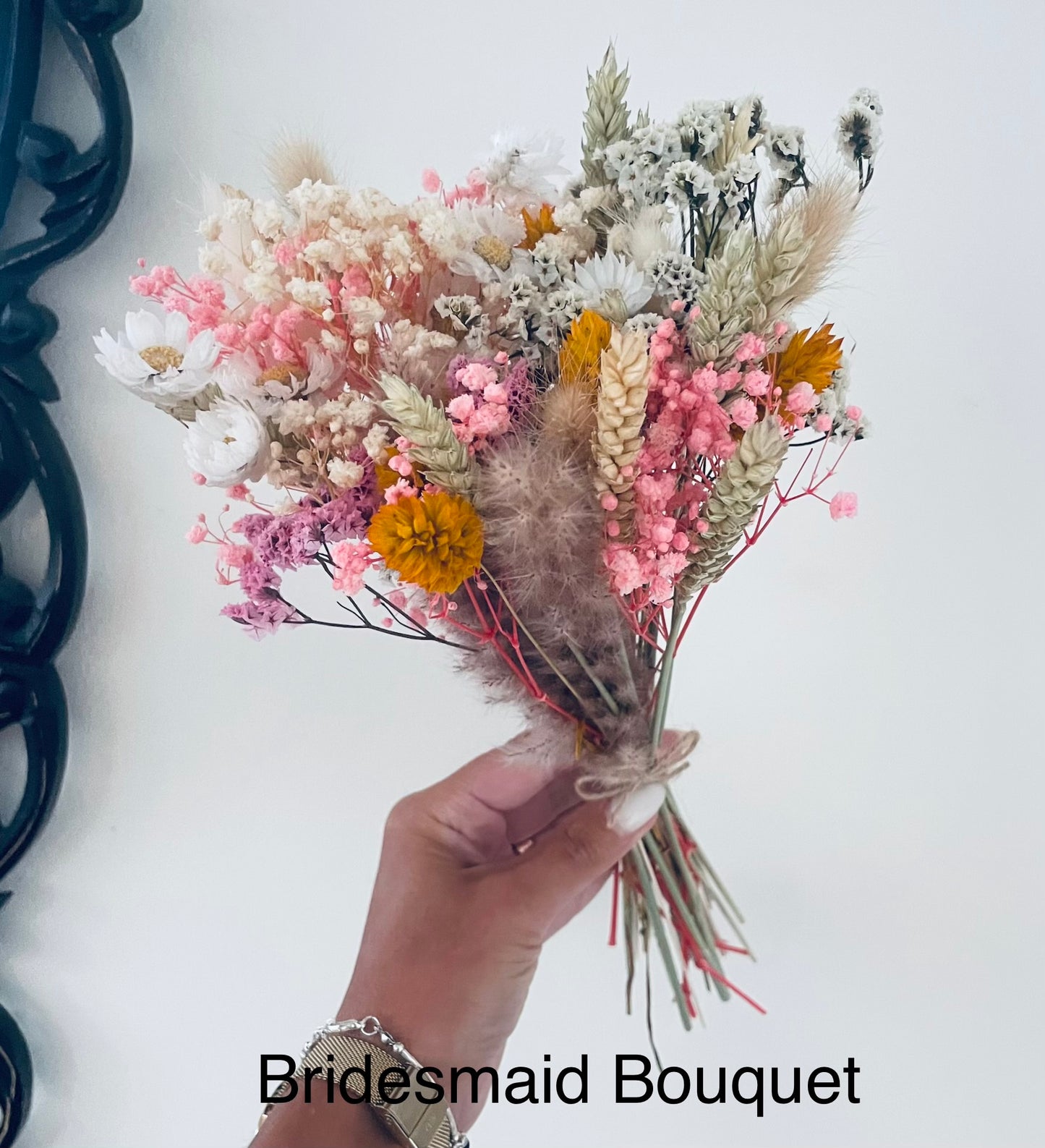 Pink Bridal Bouquet Gypsophila Wheat Pink Wedding Flowers Dried Flower Bouquet