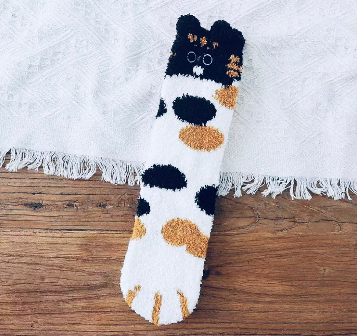 Winter cat socks / warm fleece women cat owner gift / letterbox gift / gift for her / Christmas filler gift / friend gift / secret santa