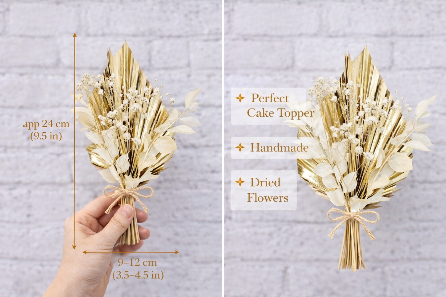 Palm Spear Cake Topper Palm Leaf Dried Flower Cake Topper Dry Flower Pampas Cake Topper Cream Gold Palm Spear Bouquet Number Cake Topper