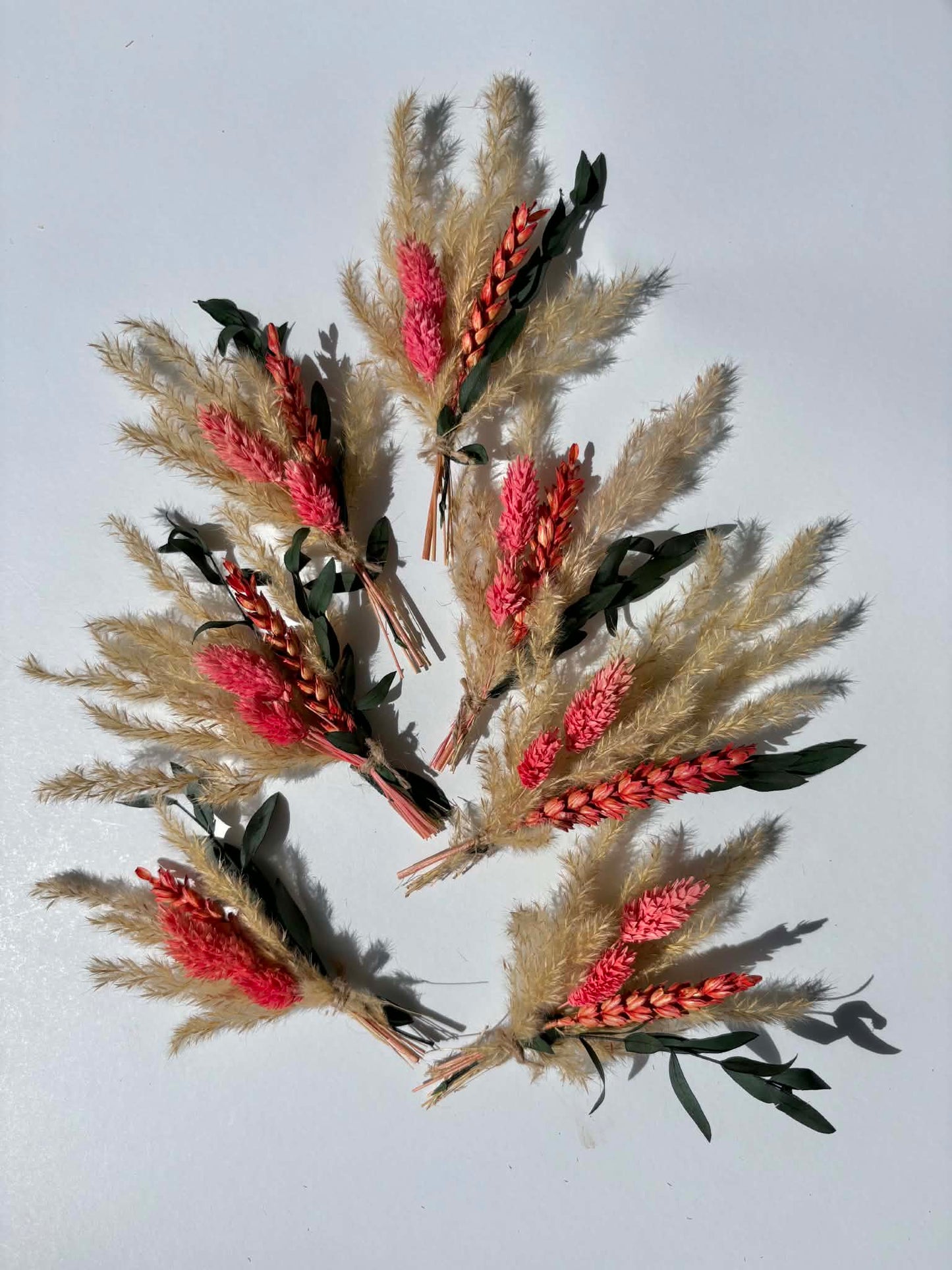 Mini Dried Flowers Red Bouquet Boho Mini Dry Flower Rustic Wildflowers