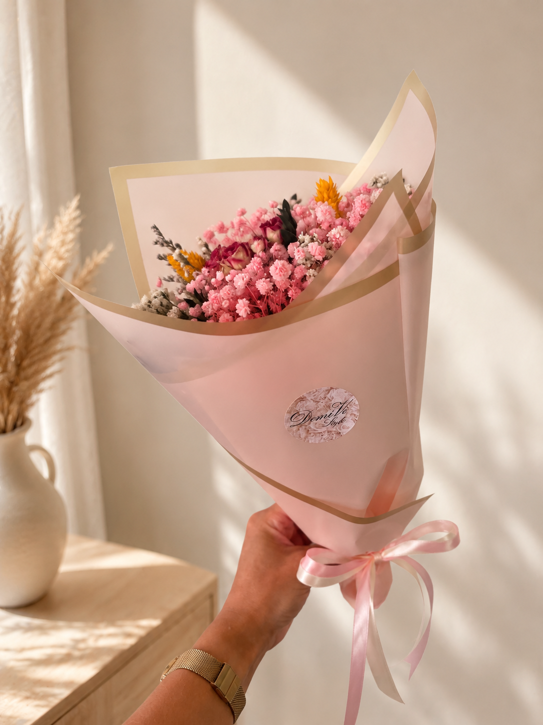 🌸 Blush Bloom – Pink Dried Flower Bouquet