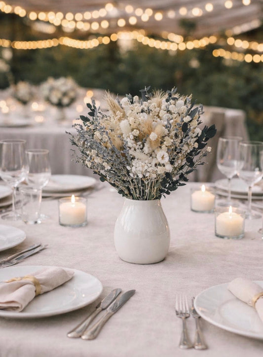 Neutral Dried Flower Bouquet | Boho Wedding Centerpiece | Preserved Floral Arrangement
