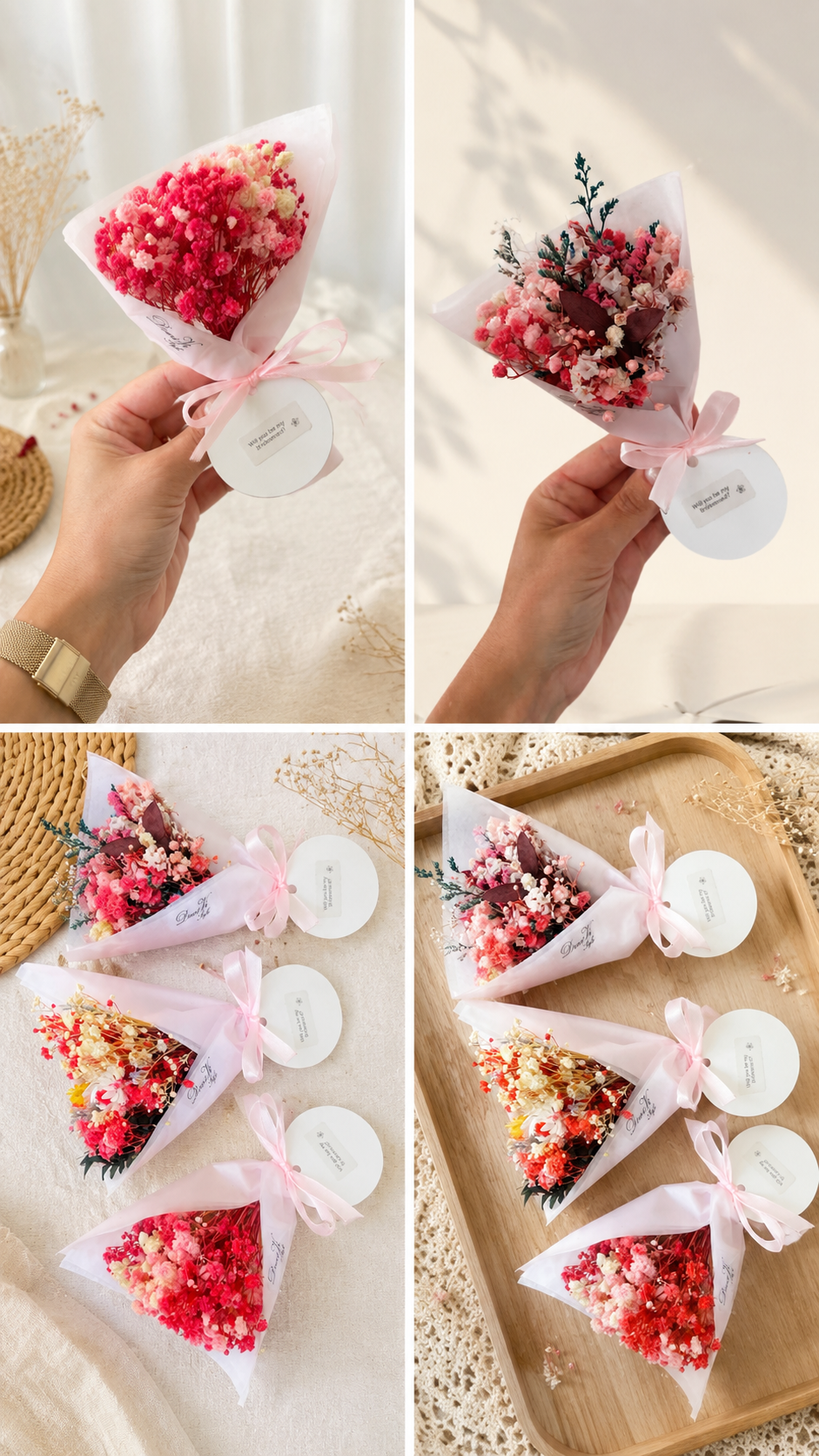 Dried Flower Mini Bouquet Mini Posy Colourful Bridesmaid Proposal Gift For Her Letterbox Flowers