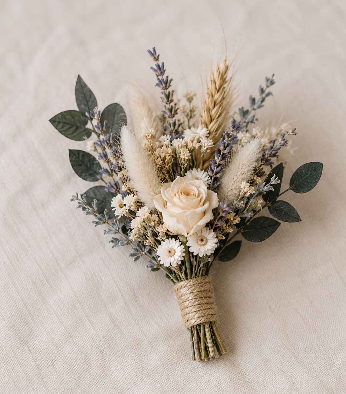 Neutral Dried Flower Bouquet | Boho Wedding Centerpiece | Preserved Floral Arrangement