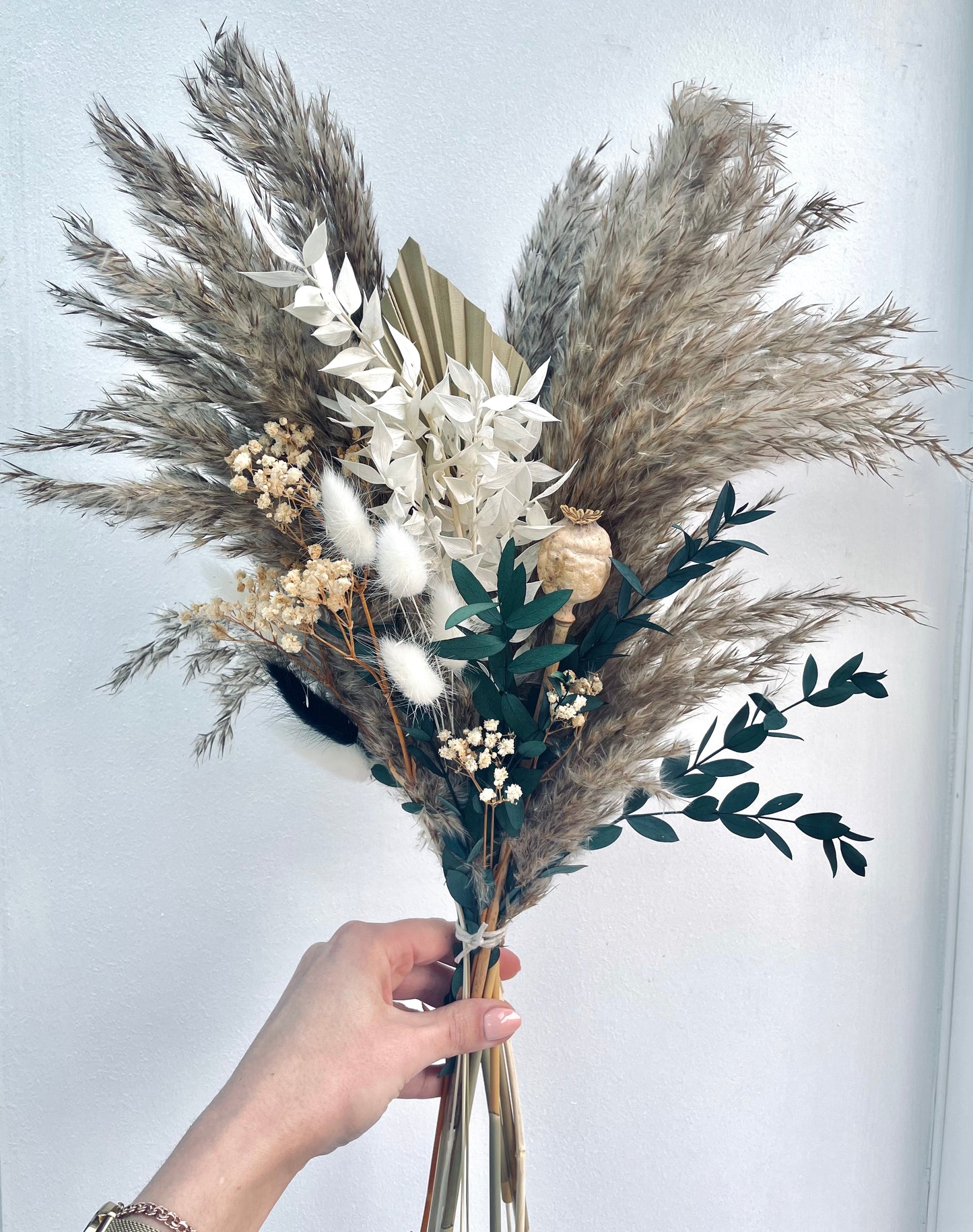 Pampas Bouquet with vase  / pampass grass arrangement / dried flower arrangement/ gift for her,  boho decor / mixed pampas grass