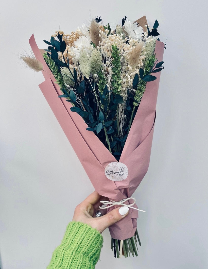 Purple Green White Gift Bouquet Dried Flowers  Bouquet Gifts For Her Gift Set Dried flower arrangement Babys Breath Gypsophila Bouquet