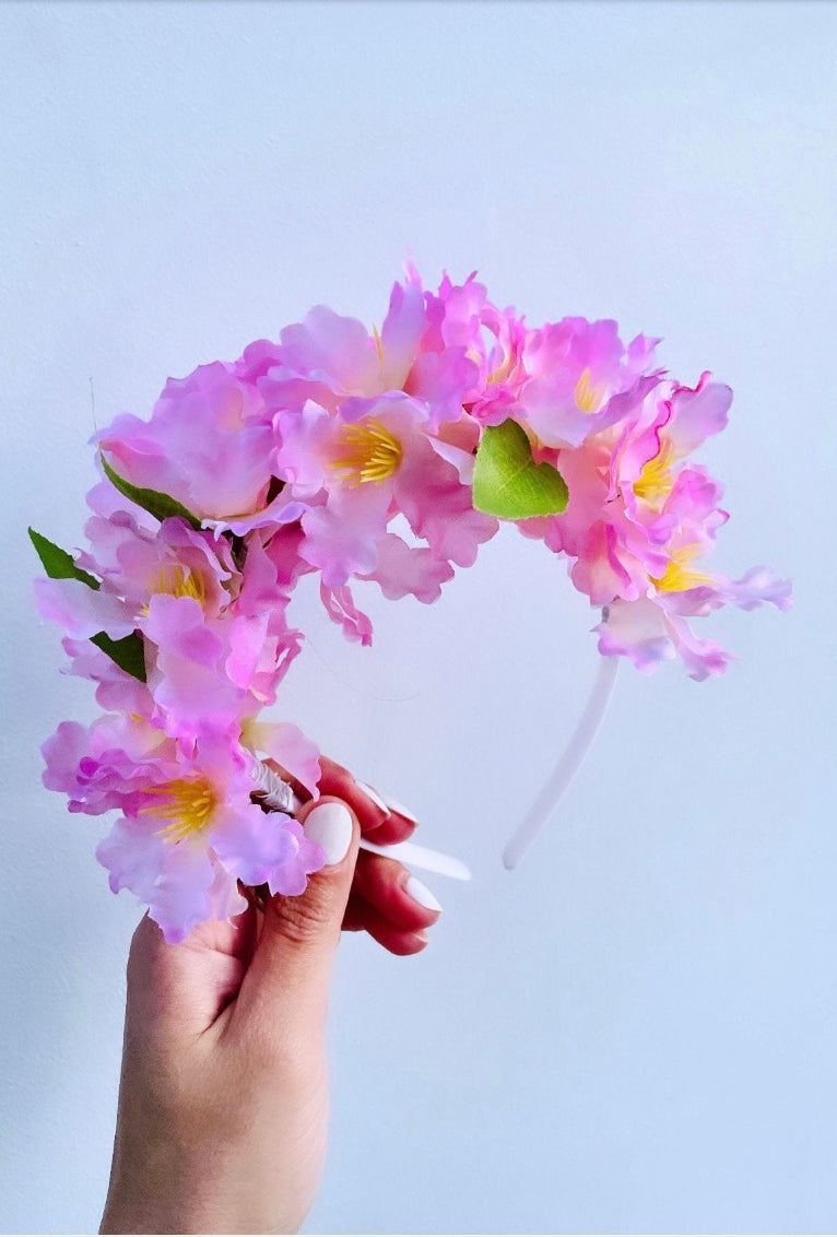 Faux Flower Crown Girls Headband Pink Floral Headpiece Artificial Flower Headband Flower Girl Headband Festival Crown for Girl